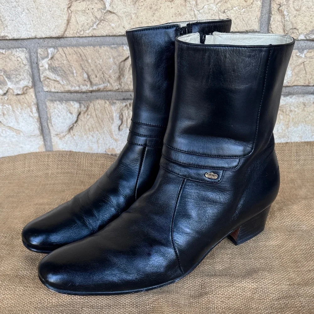 BB Besserro Boots  Elegant Black Leather Men's Made In Mexico Size 29 1/2